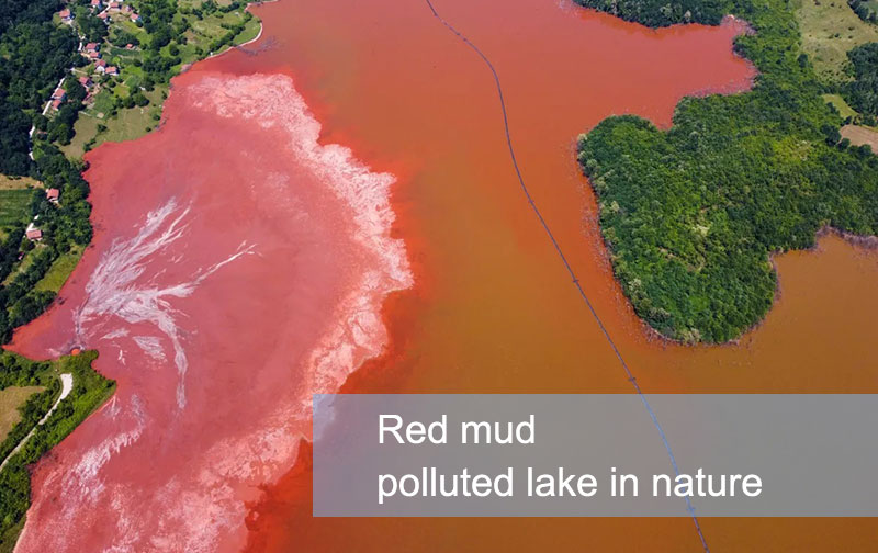 Red mud polluted lake in nature