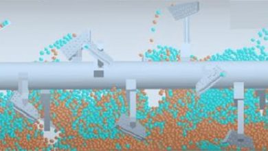 Simulation of mixing of particles in the horizontal intensive mixer