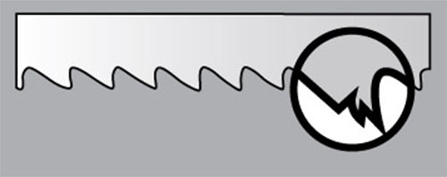 Tooth breakage on the relief face diagram