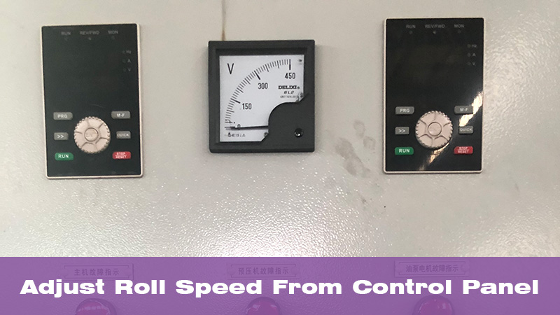 control cabinet with roll speed adjustment
