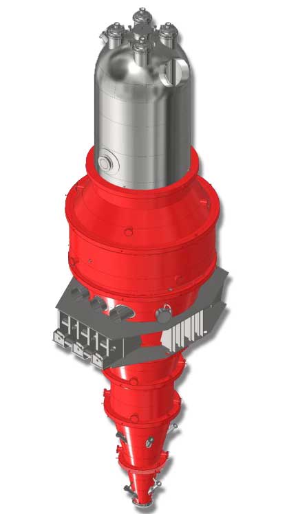3D model of a shaft furnace used in direct reduction process for sponge iron production