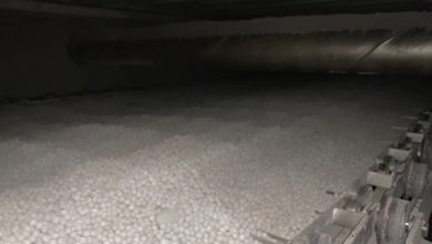 fresh granules are drying in our belt dryer