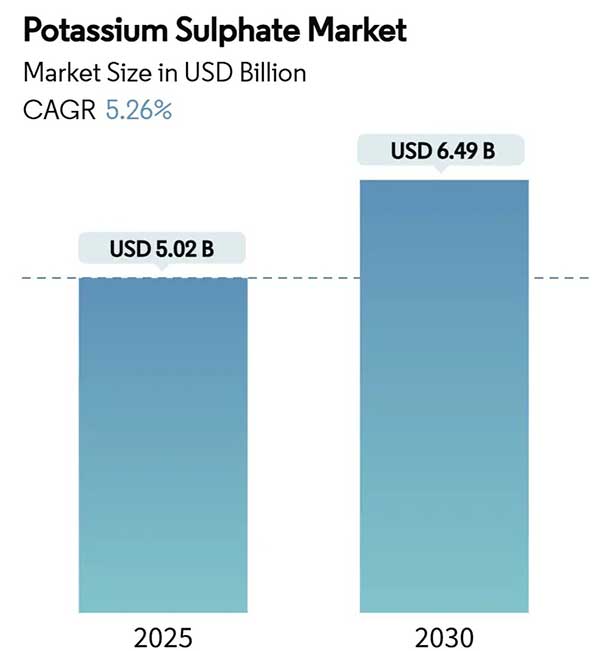Potassium sulfate fertilizer market size growth chart from 2025 to 2030