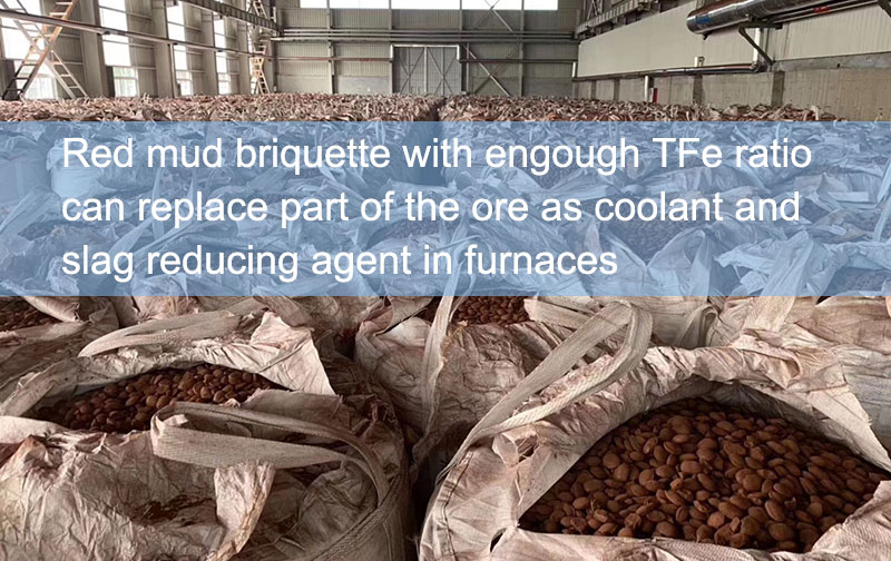 red mud briquette stored in workshop