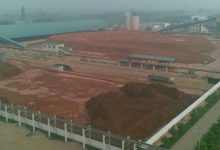 red mud in storage in open ground